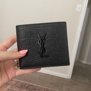 Saint Laurent Croc Embossed Leather Wallet